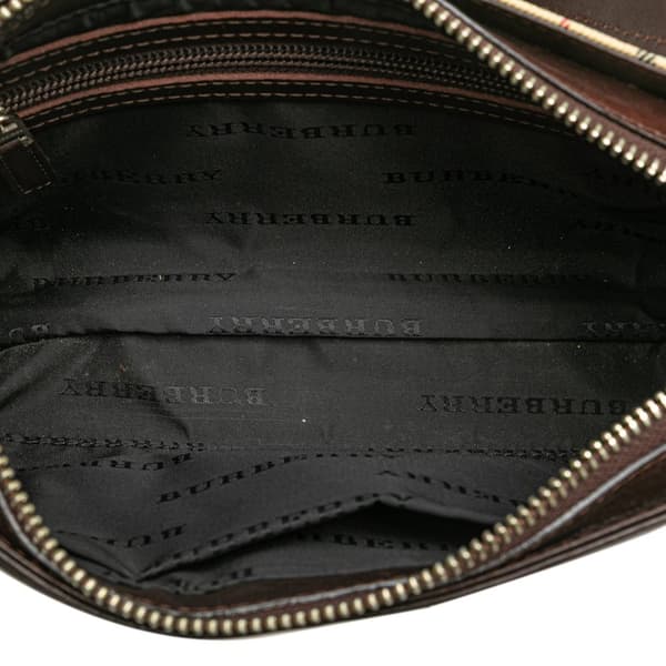 Pre-owned Burberry House Check Canvas Shoulder Bag Brown