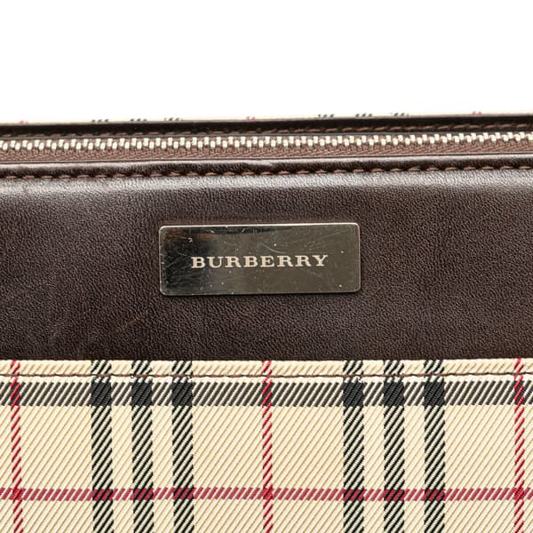 Pre-owned Burberry House Check Canvas Shoulder Bag Brown