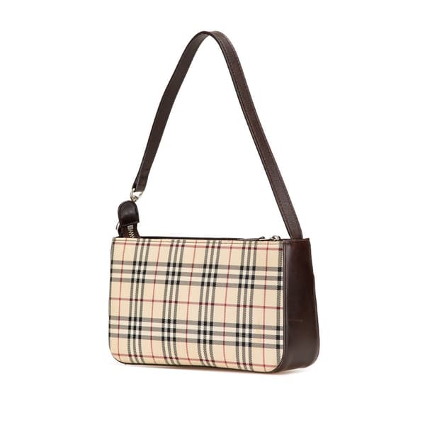 Pre-owned Burberry House Check Canvas Shoulder Bag Brown
