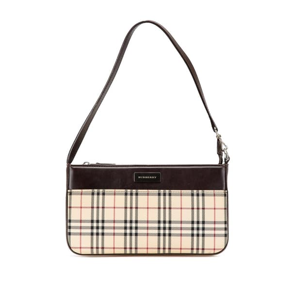Pre-owned Burberry House Check Canvas Shoulder Bag Brown