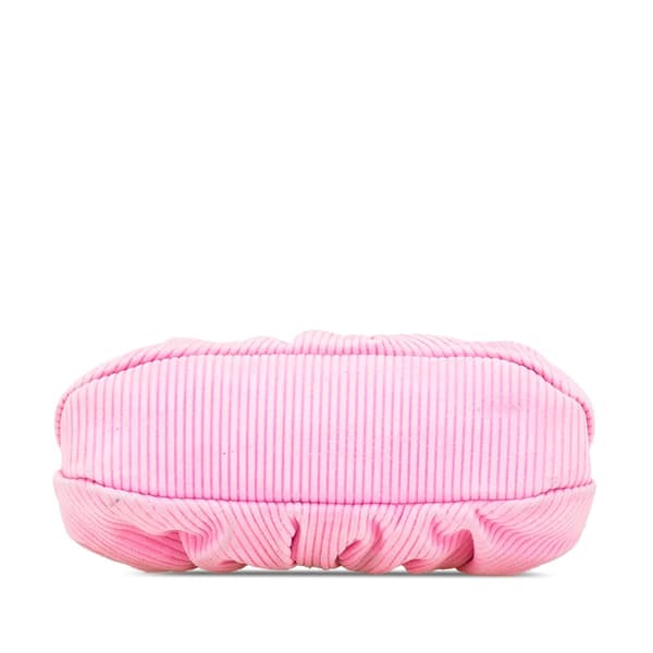 Pre-owned Fendi Small Embossed Suede Peekaboo Click Clutch on Chain Pink