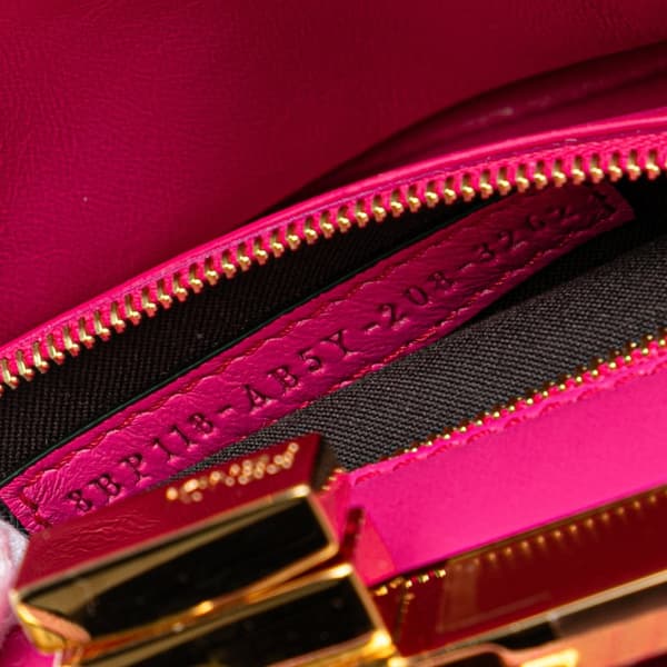 Pre-owned Fendi Small Embossed Suede Peekaboo Click Clutch on Chain Pink