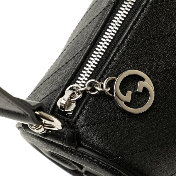Pre-owned Gucci Mini Leather Blondie Shoulder Bag Black