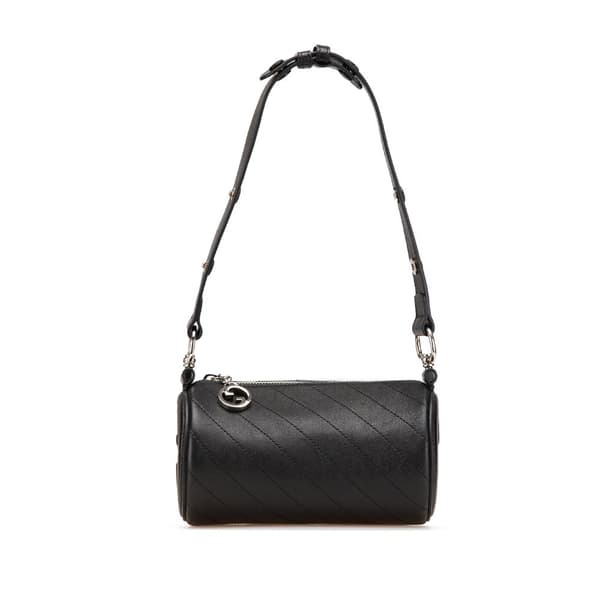 Pre-owned Gucci Mini Leather Blondie Shoulder Bag Black