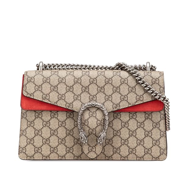 Pre-owned Gucci Small GG Supreme Dionysus Shoulder Bag Brown