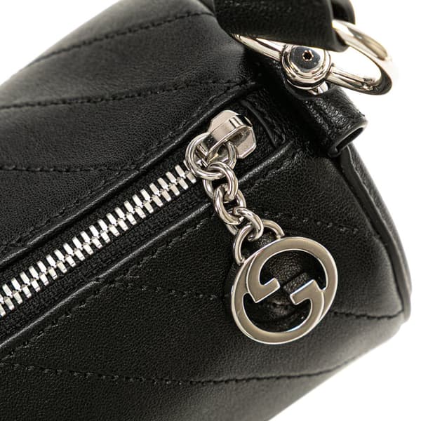 Pre-owned Gucci Mini Leather Blondie Shoulder Bag Black