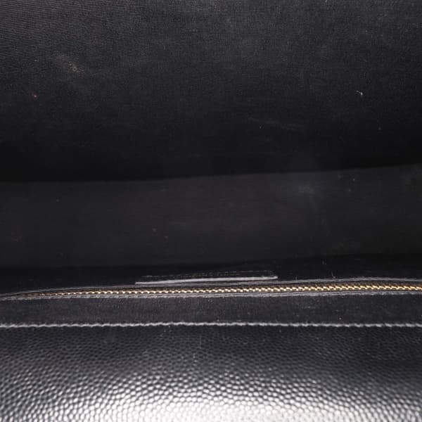 Pre-owned Saint Laurent Large Grain de Poudre Monogram Chevron Envelope Bag Black