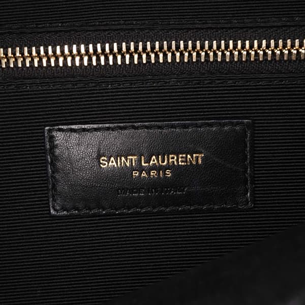 Pre-owned Saint Laurent Large Grain de Poudre Monogram Chevron Envelope Bag Black