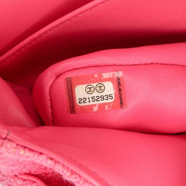 Pre-owned Chanel Medium Classic Tweed Beaded Flower Double Flap Pink