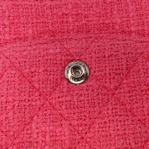 Pre-owned Chanel Medium Classic Tweed Beaded Flower Double Flap Pink