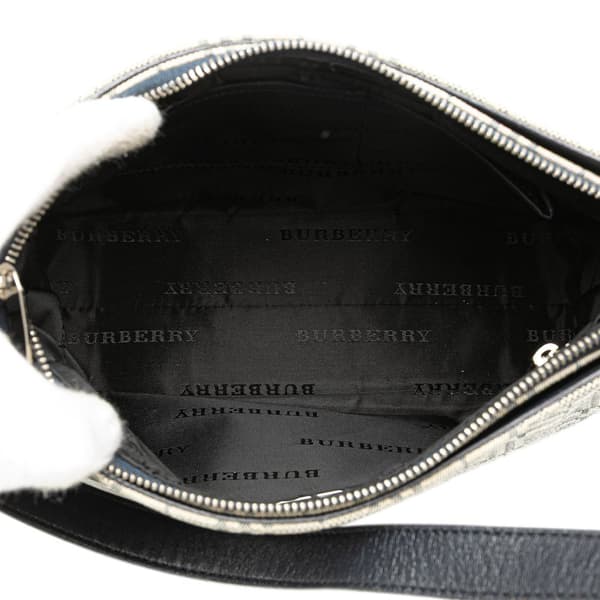Pre-owned Burberry Tonal Check Canvas Shoulder Bag Gray