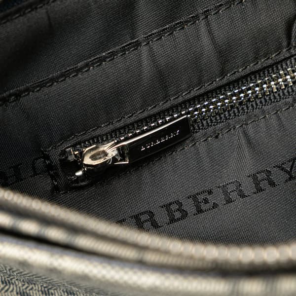 Pre-owned Burberry Tonal Check Canvas Shoulder Bag Gray