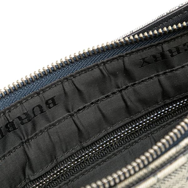 Pre-owned Burberry Tonal Check Canvas Shoulder Bag Gray