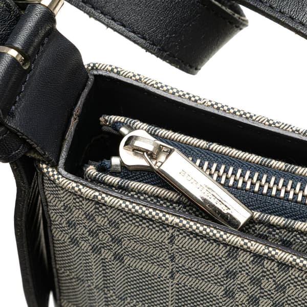 Pre-owned Burberry Tonal Check Canvas Shoulder Bag Gray