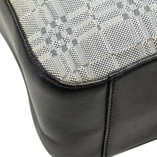 Pre-owned Burberry Tonal Check Canvas Shoulder Bag Gray