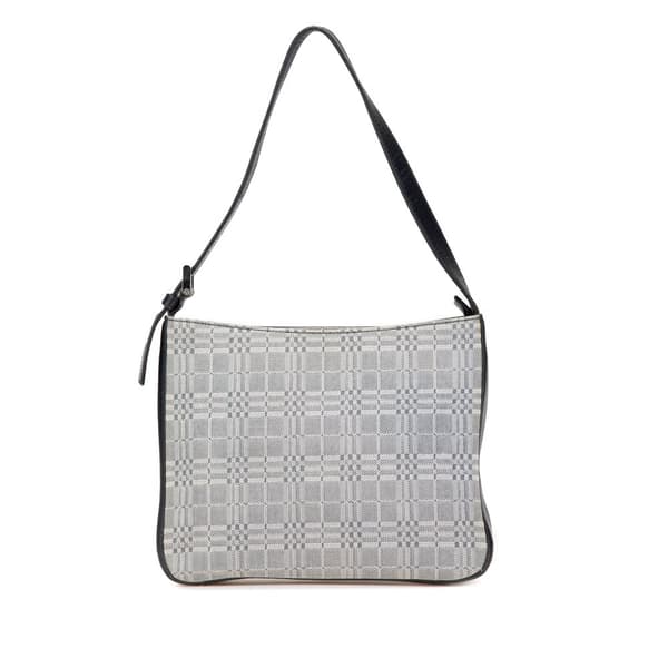 Pre-owned Burberry Tonal Check Canvas Shoulder Bag Gray