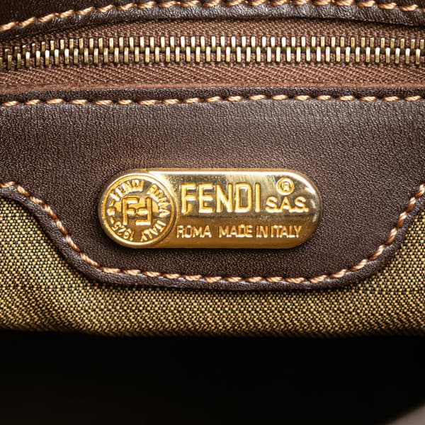 Pre-owned Fendi Zucca Canvas Shoulder Bag Brown
