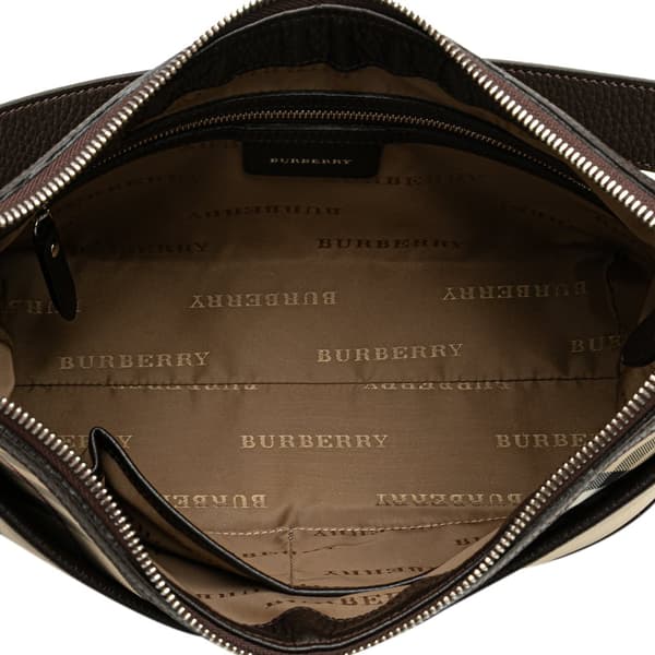 Pre-owned Burberry Nova Check Trimmed Canvas Shoulder Bag Gray