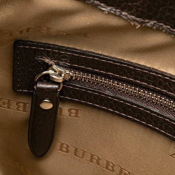 Pre-owned Burberry Nova Check Trimmed Canvas Shoulder Bag Gray