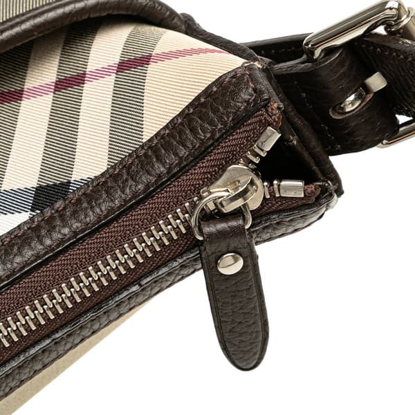 Pre-owned Burberry Nova Check Trimmed Canvas Shoulder Bag Gray