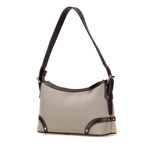 Pre-owned Burberry Nova Check Trimmed Canvas Shoulder Bag Gray