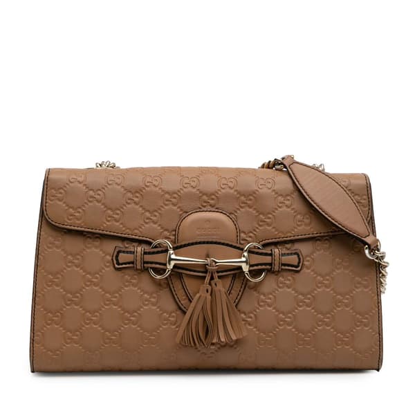 Pre-owned Gucci Medium Guccissima Emily Shoulder Bag Brown