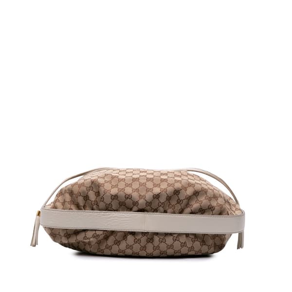 Pre-owned Gucci GG Canvas Interlocking Icon Drawstring Hobo Brown