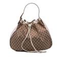 Miniatyrbillede 1 af 10: Pre-owned Gucci GG Canvas Interlocking Icon Drawstring Hobo Brown