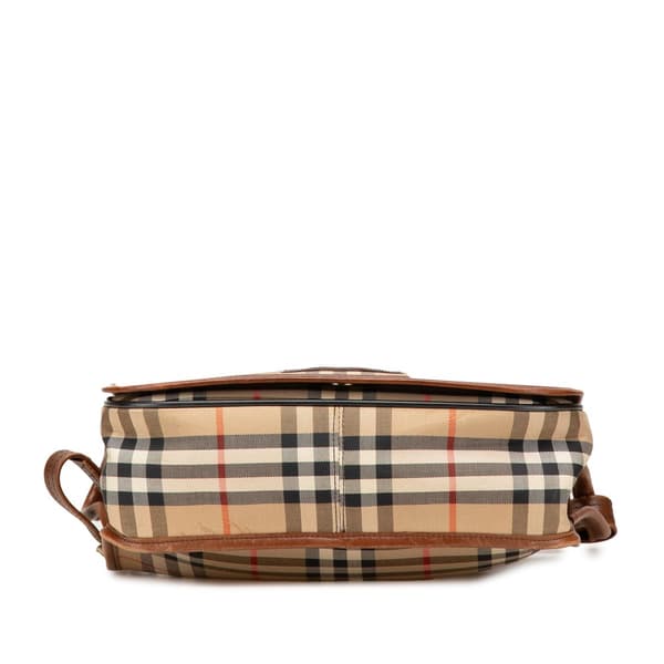 Pre-owned Burberry Haymarket Check Canvas Shoulder Bag Brown