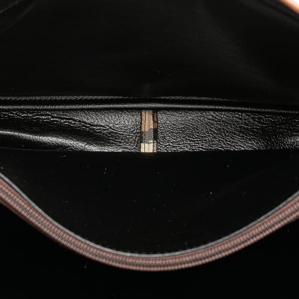 Pre-owned Burberry Haymarket Check Canvas Shoulder Bag Brown