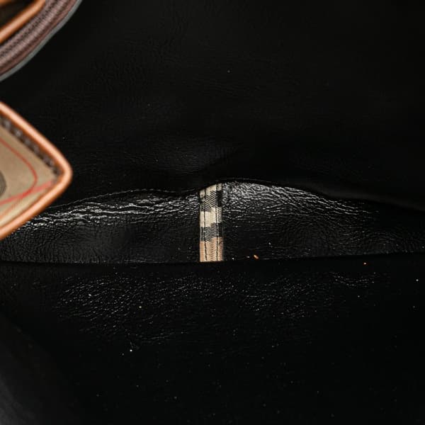 Pre-owned Burberry Haymarket Check Canvas Shoulder Bag Brown