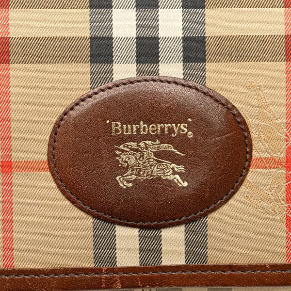 Pre-owned Burberry Haymarket Check Canvas Shoulder Bag Brown