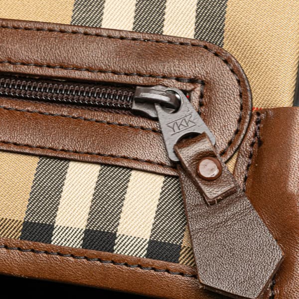 Pre-owned Burberry Haymarket Check Canvas Shoulder Bag Brown
