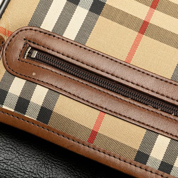 Pre-owned Burberry Haymarket Check Canvas Shoulder Bag Brown