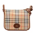 Miniatyrbild 1 av 10: Pre-owned Burberry Haymarket Check Canvas Shoulder Bag Brown