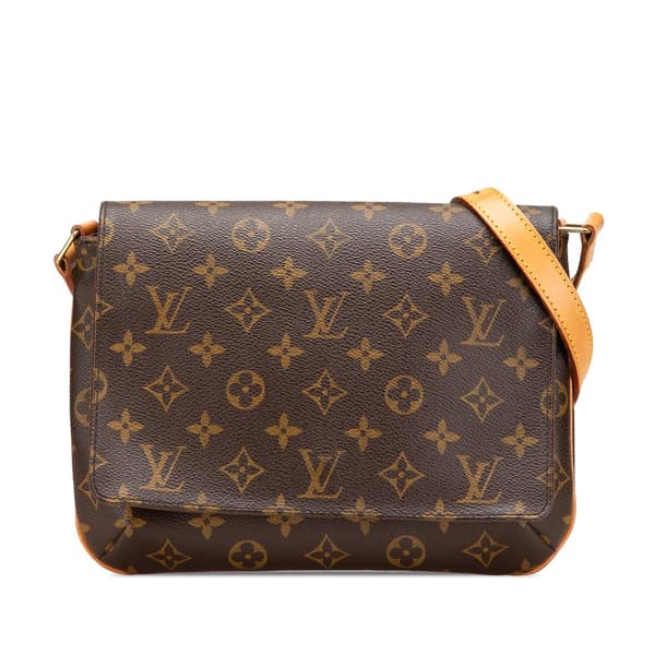 Pre-owned Louis Vuitton Monogram Musette Tango Short Strap Brown