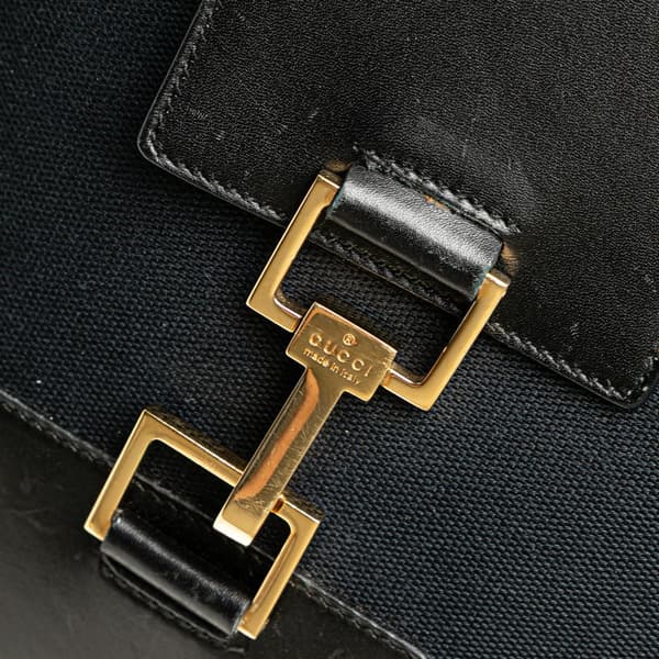Pre-owned Gucci Canvas and Calfskin Jackie Shoulder Bag Black