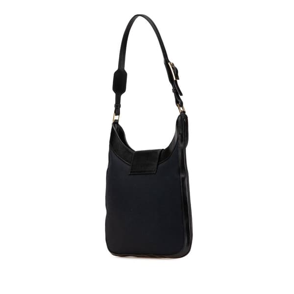 Pre-owned Gucci Canvas and Calfskin Jackie Shoulder Bag Black