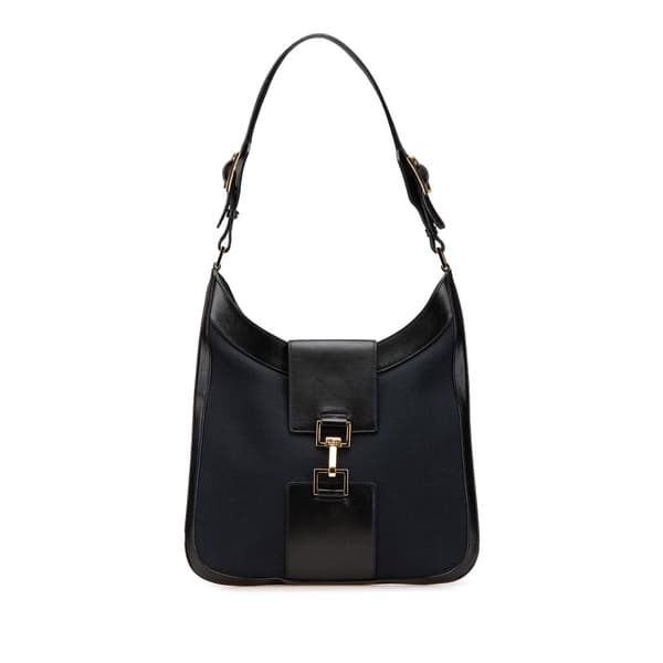 Pre-owned Gucci Canvas and Calfskin Jackie Shoulder Bag Black