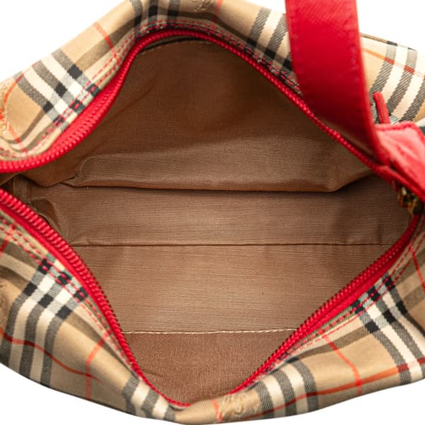 Pre-owned Burberry Haymarket Check Canvas Shoulder Bag Brown