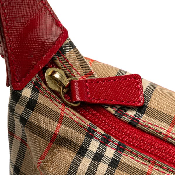 Pre-owned Burberry Haymarket Check Canvas Shoulder Bag Brown