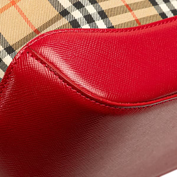 Pre-owned Burberry Haymarket Check Canvas Shoulder Bag Brown