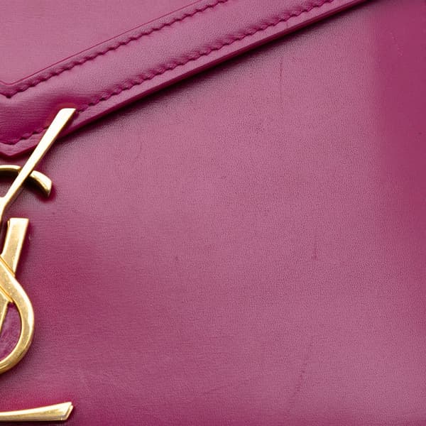 Pre-owned Saint Laurent Smooth Calfskin Monogram Cassandra Clasp Bag Purple