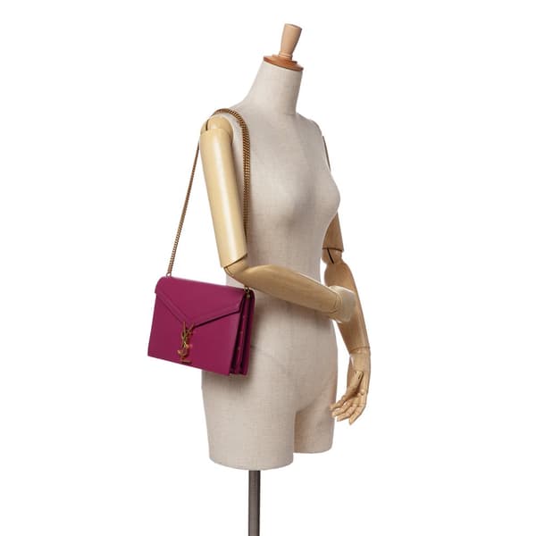 Pre-owned Saint Laurent Smooth Calfskin Monogram Cassandra Clasp Bag Purple