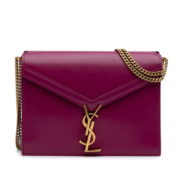 Pre-owned Saint Laurent Smooth Calfskin Monogram Cassandra Clasp Bag Purple