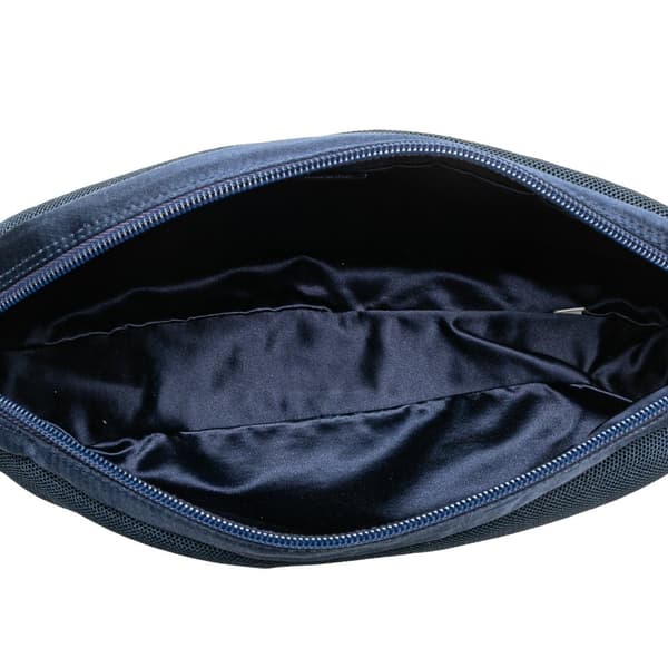 Pre-owned Prada Satin Trimmed Mesh Shoulder Bag Blue