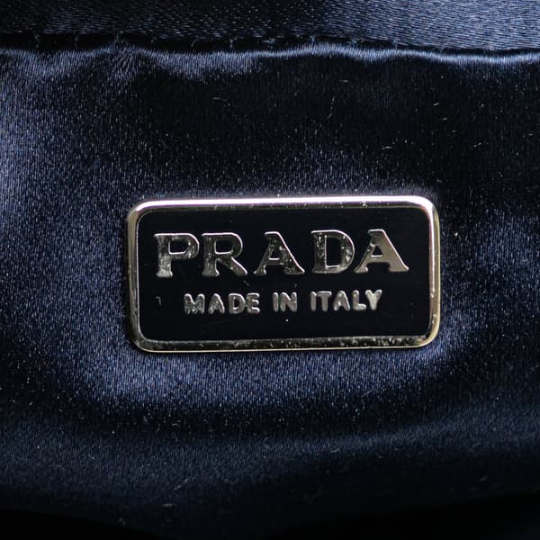 Pre-owned Prada Satin Trimmed Mesh Shoulder Bag Blue