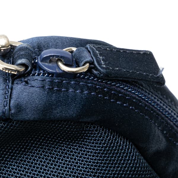 Pre-owned Prada Satin Trimmed Mesh Shoulder Bag Blue