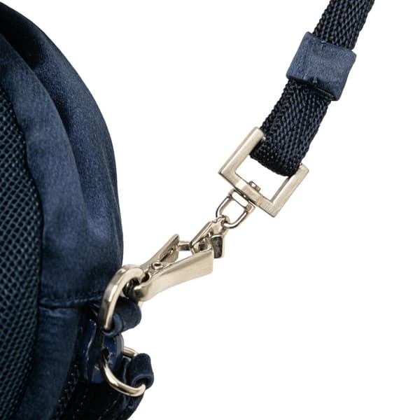 Pre-owned Prada Satin Trimmed Mesh Shoulder Bag Blue