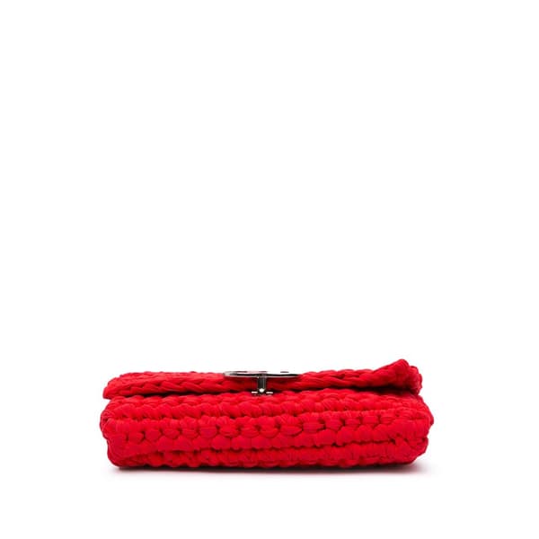 Pre-owned Chanel Neoprene Fancy Crochet Flap Red